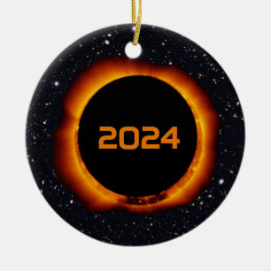2024 Total Solar Eclipse Date Starry Sky Ceramic Tree Decoration