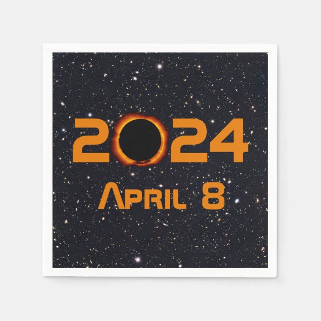 2024 Total Solar Eclipse Date Starry Sky Napkin (Front)