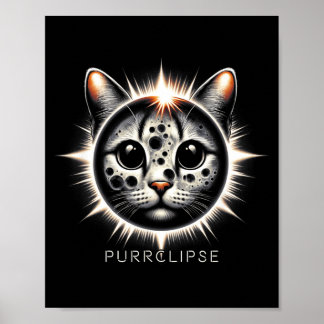 2024 Total Solar Eclipse Funny Cat Eclipse Cat Poster