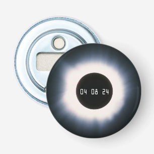 2024 Total Solar Eclipse in Black and White Bottle Opener