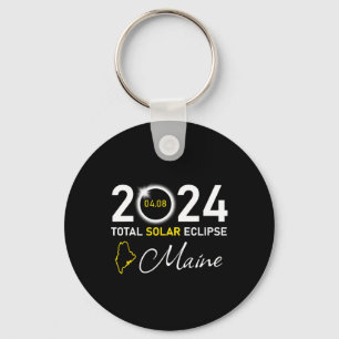 2024 Total Solar Eclipse Maine State Key Ring