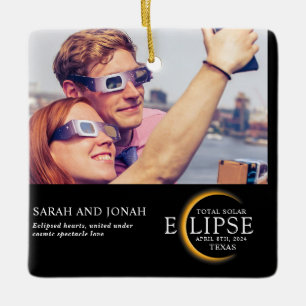 2024 Total Solar Eclipse Photo Couples Gifts Ceram Ceramic Ornament