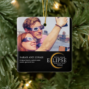2024 Total Solar Eclipse Photo Couples Gifts Ceram Ceramic Ornament