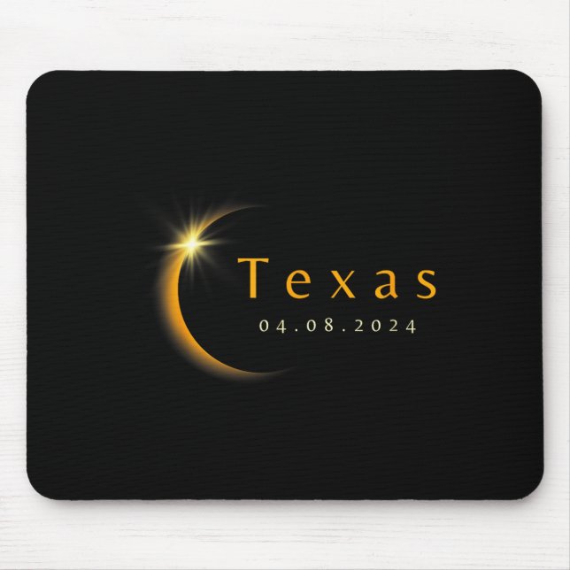 2024 Total Solar Eclipse State Texas April 8, 2024 Mouse Mat (Front)