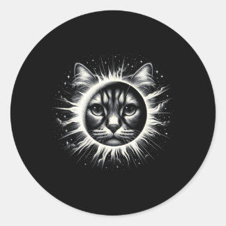 2024 Total Solar Eclipse Totality Cat No Date Classic Round Sticker