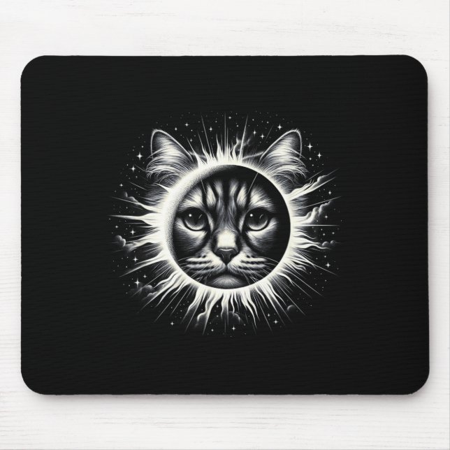 2024 Total Solar Eclipse Totality Cat No Date Mouse Mat (Front)