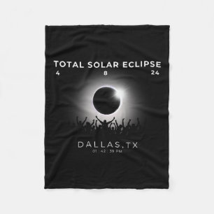 2024 Total Solar Eclipse Totality Dallas Texas Wat Fleece Blanket