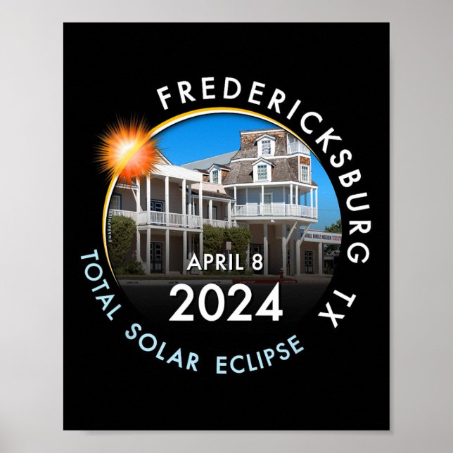 2024 Total Solar Eclipse Totality Fredericksburg T Poster (Front)