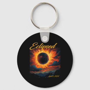 2024 Total Solar Eclipse Totality Sun Moon  Key Ring