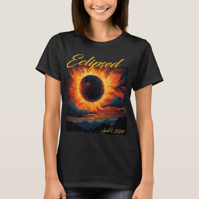2024 Total Solar Eclipse Totality Sun Moon  T-Shirt (Front)