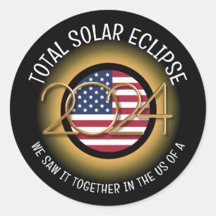 2024 TOTAL SOLAR ECLIPSE USA CLASSIC ROUND STICKER