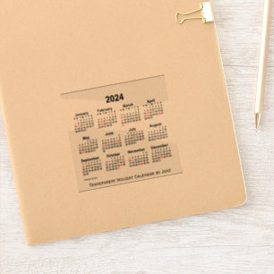 2024 Transparent Holiday Calendar by Janz