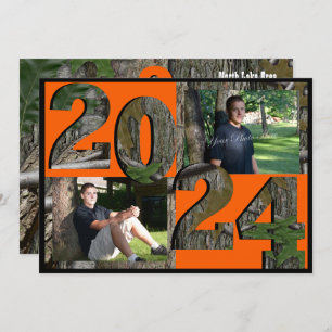 2024 Tree Camo Graduation Twin Photo Invitation