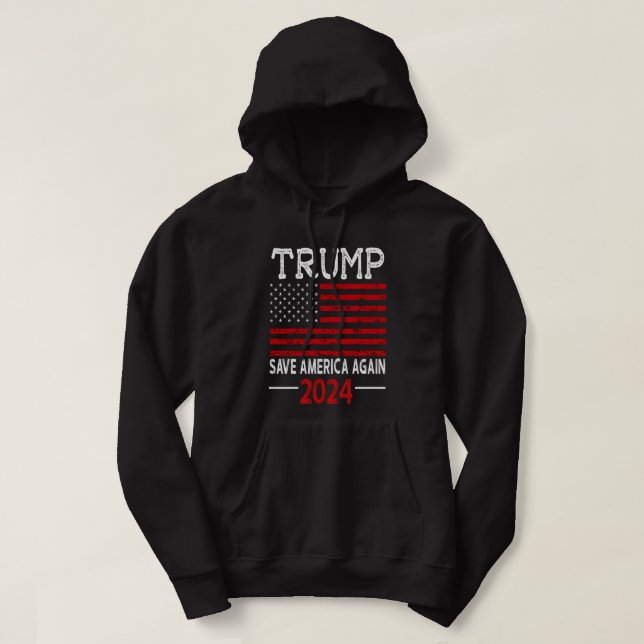 2024 Trump Save America Again USA Flag Hoodie (Design Front)