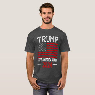 2024 Trump Save America Again USA Flag T-Shirt