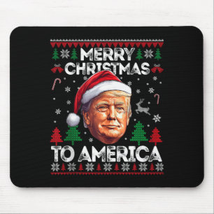 2024 Trump Ugly Christmas Sweater Merry Christmas Mouse Mat