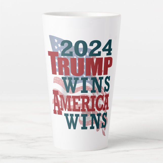 2024 Trump Wins - America Wins Latte Mug (Front)