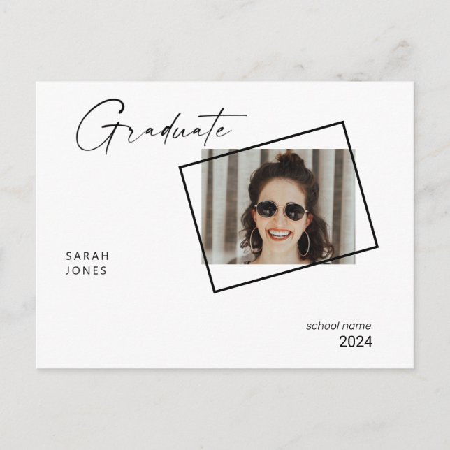 2024 Two Photo Collage Graduation Party Postcard (Front)