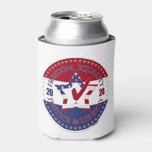 2024 USA Flag Freedom, Equality, Justice Liberty Can Cooler