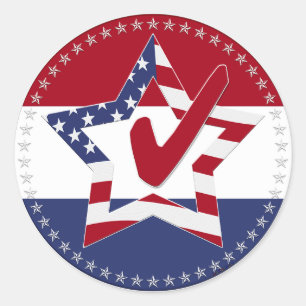 2024 USA Flag Star Check Mark Classic Round Sticker