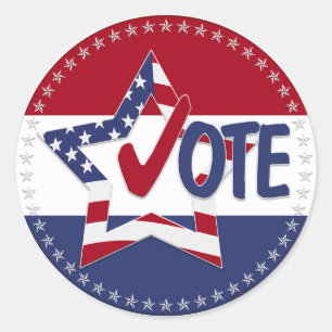 2024 USA Flag Star Vote Check Mark Classic Round Sticker