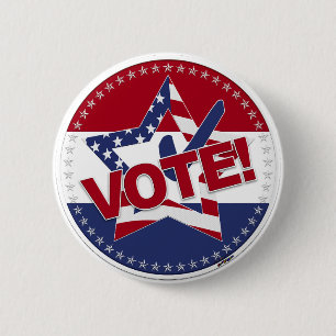 2024 USA Flag VOTE Star Check Mark 6 Cm Round Badge