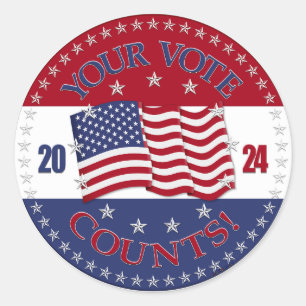 2024 USA Flag Your Vote Counts Classic Round Sticker