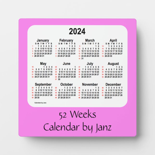 2024 Violet 52 Weeks Calendar by Janz Plaque (Front)