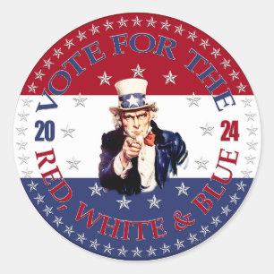 2024 Vote For The Red, White and Blue Uncle Sam Classic Round Sticker