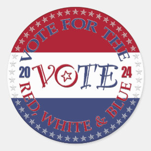 2024 Vote For The Red, White and Blue VOTE Script Classic Round Sticker
