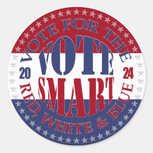 2024 Vote For The Red, White and Blue Vote Smart Classic Round Sticker