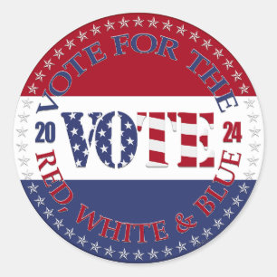 2024 Vote For The Red, White Blue USA Flag VOTE Classic Round Sticker