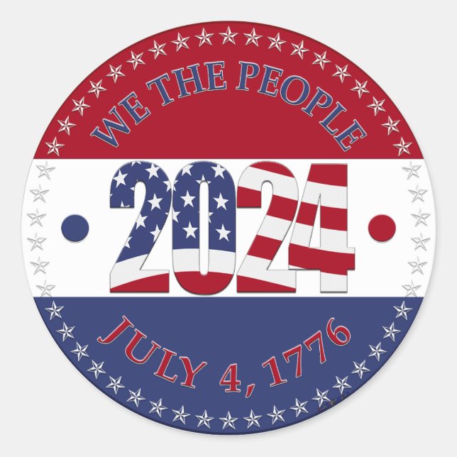 2024 We The People USA Flag Classic Round Sticker (Front)
