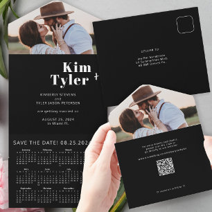 2024 wedding calendar photo unique save date QR All In One Invitation