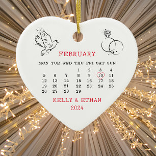 2024 Wedding Date Heart Calendar Married Ceramic Tree Decoration