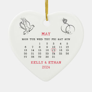 2024 Wedding Date Married Ceramic Tree Decoration