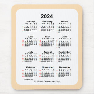 2024 Wheat 52 Week Calendar by Janz Mouse Mat