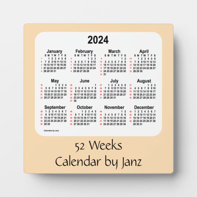 2024 Wheat 52 Weeks Calendar by Janz Plaque (Front)