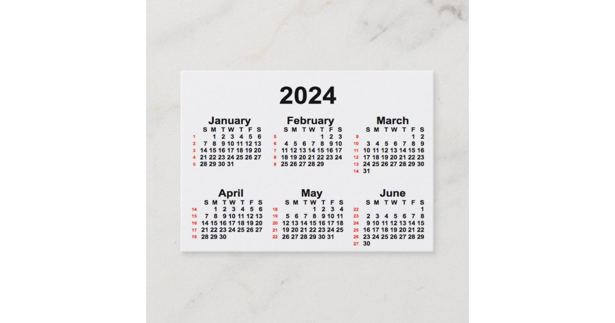 2024 White 52 Week Calendar by Janz Business Cards Zazzle