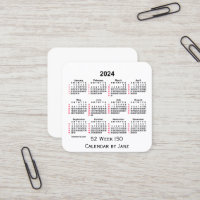 2024 White 52 Week ISO Calendar by Janz