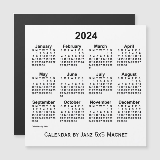2024 White Calendar by Janz 5x5 Magnet (Front/Back)