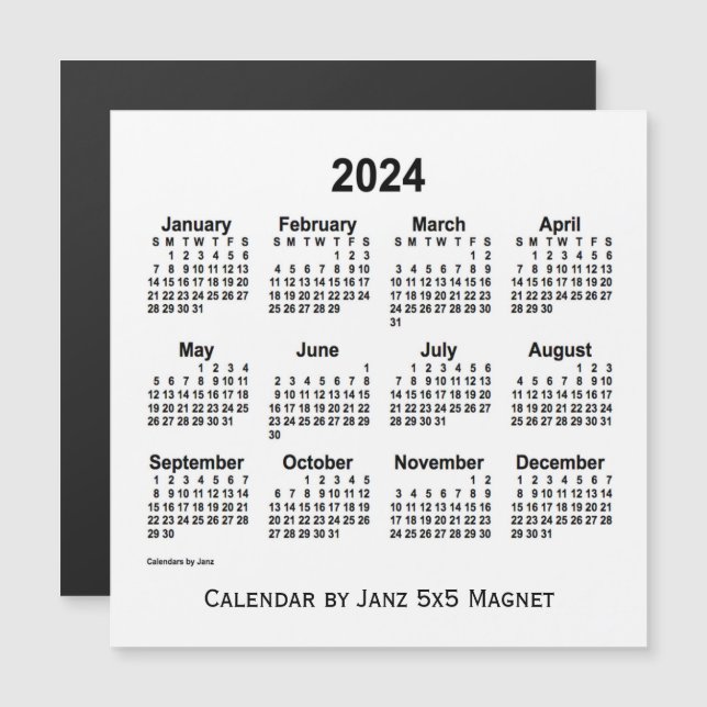 2024 White Calendar by Janz 5x5 Magnet (Front/Back)