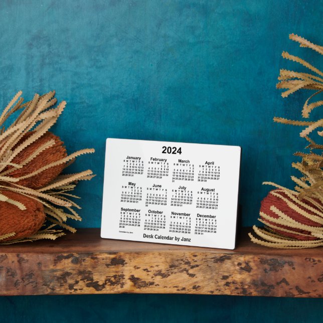 2024 White Desk Calendar by Janz 5x7 Plaque (Side)