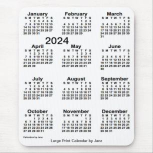 2024 White Large Print Calendar by Janz Mouse Mat