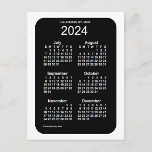 2024 White Neon 6 Month Mini Calendar by Janz Postcard