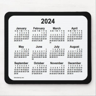 2024 White on Black Calendar by Janz Two Tone Mouse Mat
