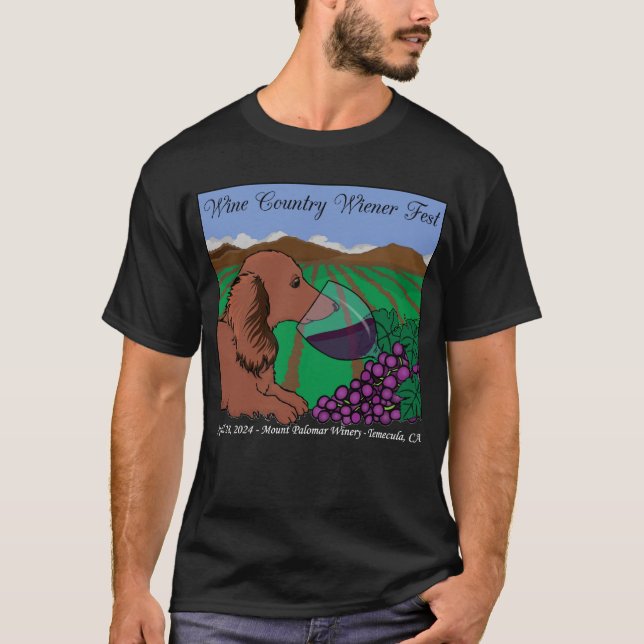 2024 Wine Country Wiener Fest T-shirt on black (Front)