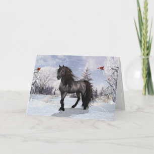 2024 Winter Holiday Friesian Horse Card