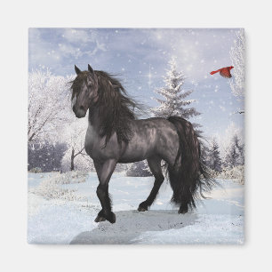 2024 Winter Holiday Friesian Horse Magnet