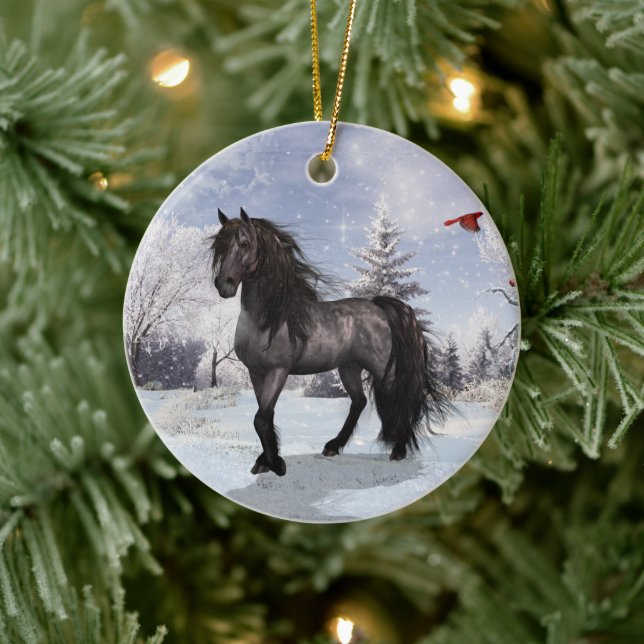 2024 Winter Holiday Frisian Horse Ceramic Tree Decoration (Tree)